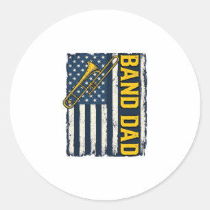 Band Dad Trombone American Flag Vintage Shirt Desi Classic Round Sticker