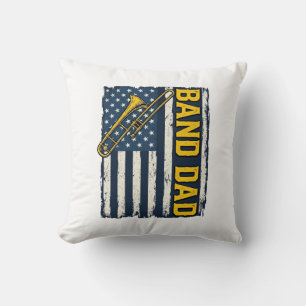 Band Dad Trombone American Flag Vintage Shirt Desi Cushion