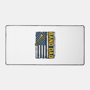 Band Dad Trombone American Flag Vintage Shirt Desi Desk Mat