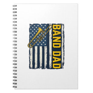 Band Dad Trombone American Flag Vintage Shirt Desi Notebook