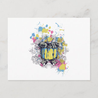 band, drum, bass, musician, jazz, funny drummer postcard