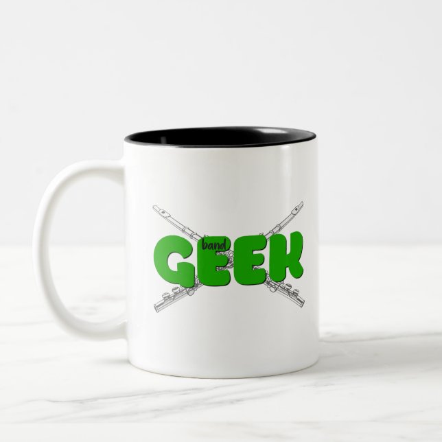 Band Geek - Flute Two-Tone Coffee Mug (Left)