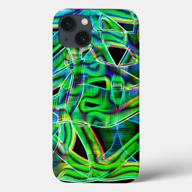 Band-like curves, colored and green neon or relief Case-Mate iPhone case (Back)