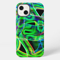 Band-like curves, colored and green neon or relief