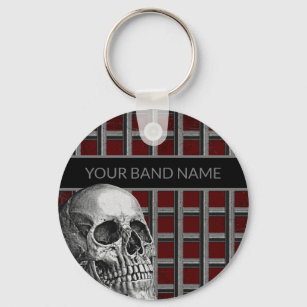 Band Merch Custom Name Rock Skull Metal Music Key Ring