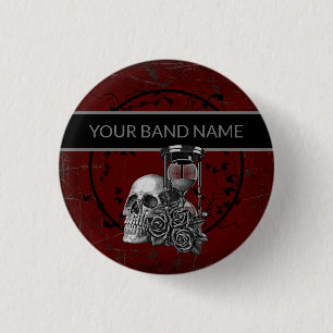 Band Merch Custom Name Skull Rose Rock Roll Music 3 Cm Round Badge