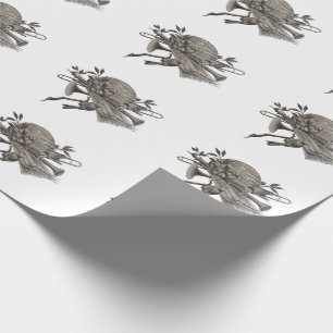 Band Music Instruments Vintage Sketch Musical Wrapping Paper
