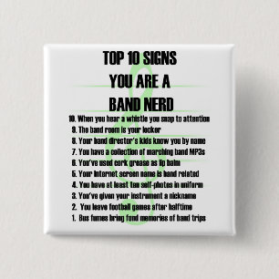 Band Nerd Top 10 15 Cm Square Badge