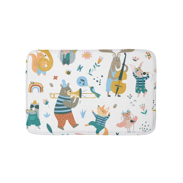 Band of Colourful Animals Bath Mat (Front)