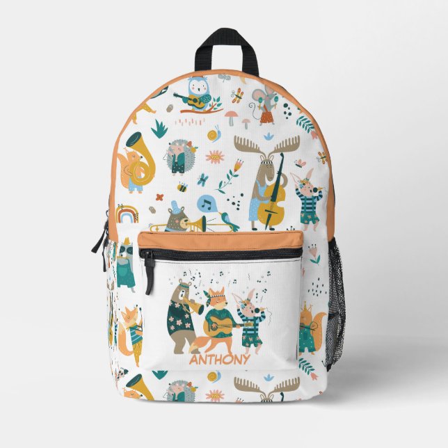 Band of Colourful Animals Printed Backpack (Front)