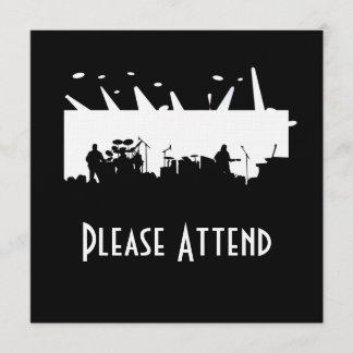 Band On Stage Concert Silhouette B&W Invitation