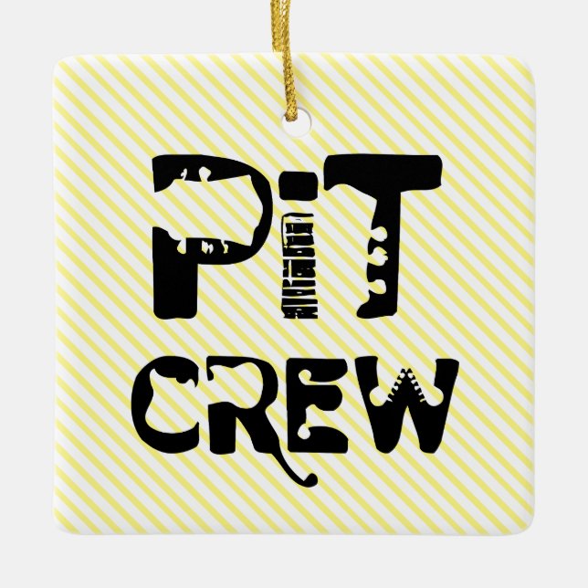 Band Pit Crew Musical Text Ceramic Ornament (Front)
