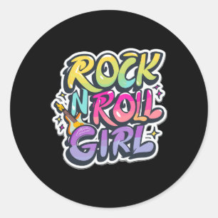 Band Shirts For Kids Rock N Roll Girl Rock And Rol Classic Round Sticker