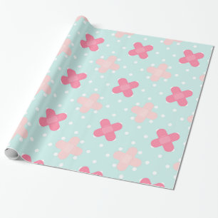 Bandages Blue and Pink Wrapping Paper