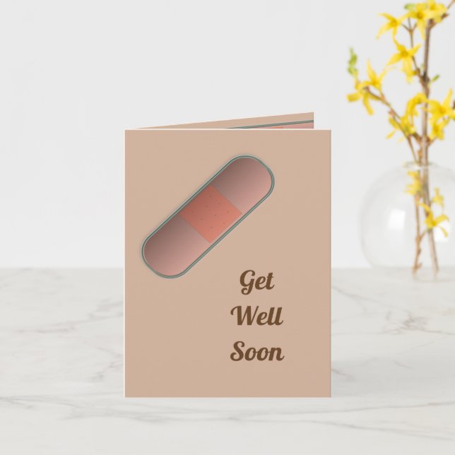 Bandaid Get Well Soon Customisable Text Card (Yellow Flower)