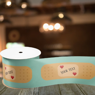 Bandaid patch plaster personalizable text satin ribbon
