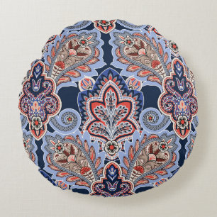 Bandana pattern with paisley elements. Vintage han Round Cushion