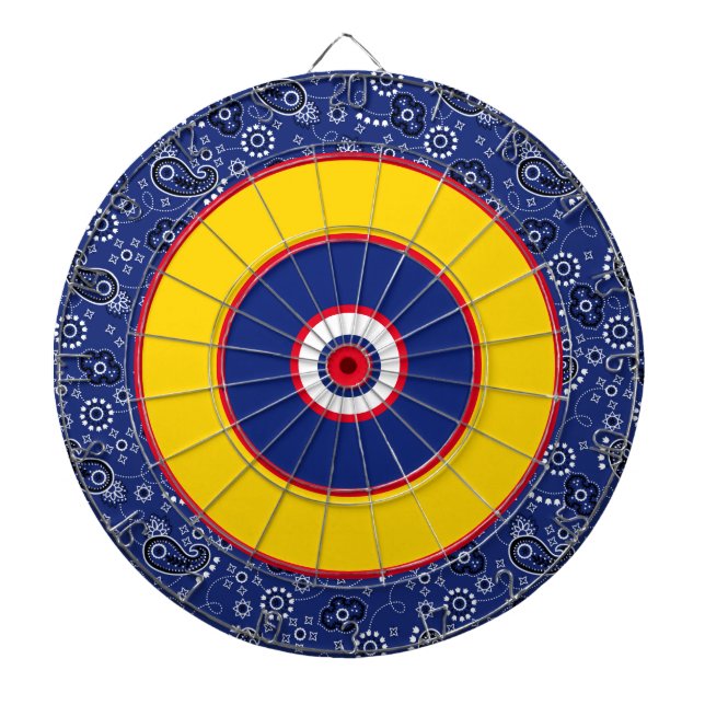 Bandanna Blue Red Yellow Fun Game Nite Dartboard (Front)