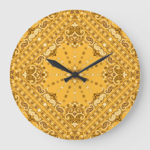 Bandanna Boho: Paisley Print Revival Large Clock