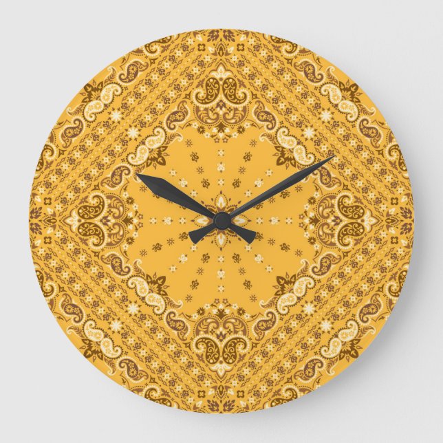 Bandanna Boho: Paisley Print Revival Large Clock (Front)