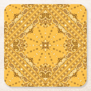 Bandanna Boho: Paisley Print Revival Square Paper Coaster