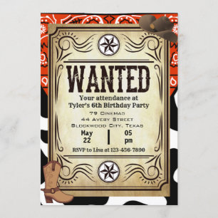 Bandanna Cowboy Birthday Party Invitation