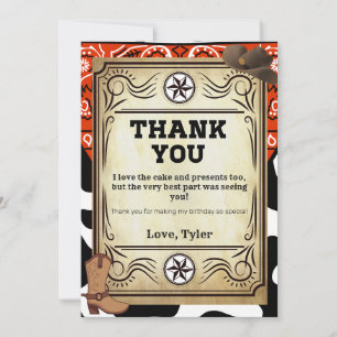 Bandanna Cowboy Birthday Party Thank You Card
