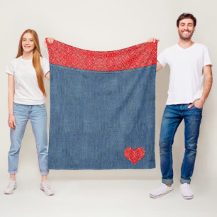 Bandanna Denim-Look Fleece Blanket