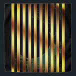Bandanna gold and black stripes.<br><div class="desc">Bandanna adorned with gold and black stripes...  and a hint of green.</div>