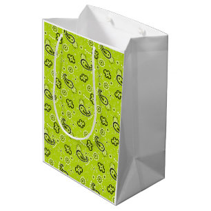 Bandanna Lime Green Pattern Modern Retro Preppy Fu Medium Gift Bag