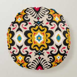 Bandanna Paisley: Vintage Silk Scarf Print Round Cushion