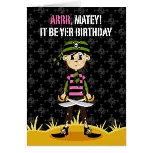 Bandanna Pirate Girl Card