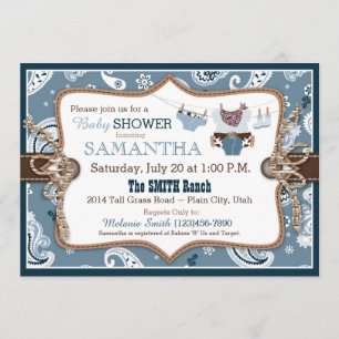 Bandanna Print Cowboy Baby Shower Invitation
