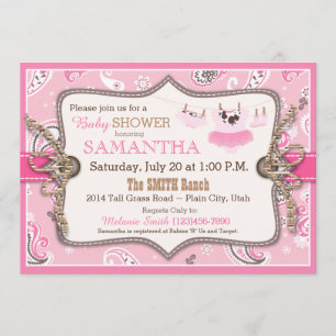 Bandanna Print Cowgirl Baby Shower Invitation