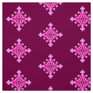 Bandanna Print - pale pink and plum Fabric