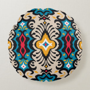 Bandanna Print. seamless pattern with paisley orna Round Cushion