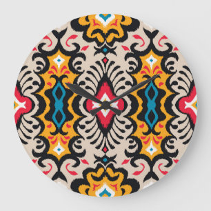 Bandanna Print: Vintage Paisley Silk. Large Clock