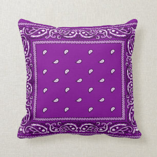 Bandanna Purple Throw Pillow