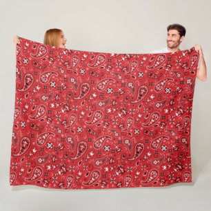 Bandanna Red Paisley  Fleece Blanket