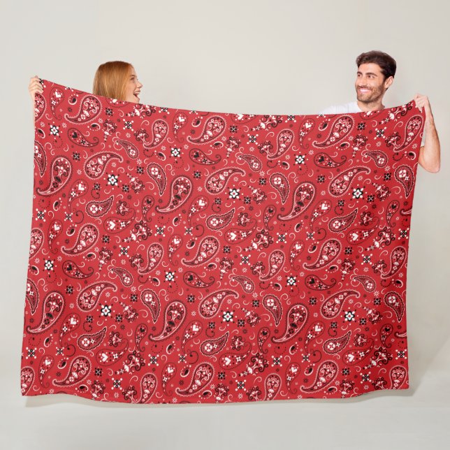 Bandanna Red Paisley  Fleece Blanket (In Situ)
