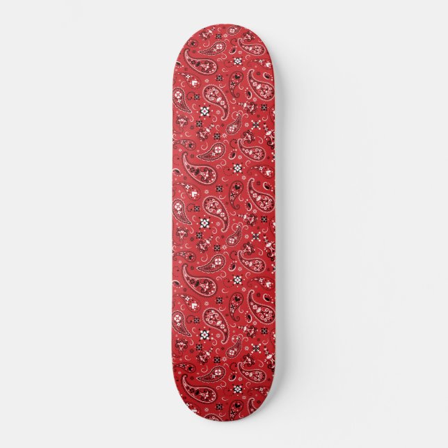Bandanna Red Paisley  Skateboard (Front)