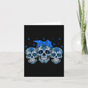 Bandanna Sugar Skull Blue Ribbon Diabetes Awarenes Card