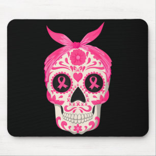 Bandanna Sugar Skull Pink Ribbon Breast Cancer Mouse Pad