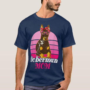 Bandanna Sunglasses Doberman Mum Funny Dog Lover T-Shirt