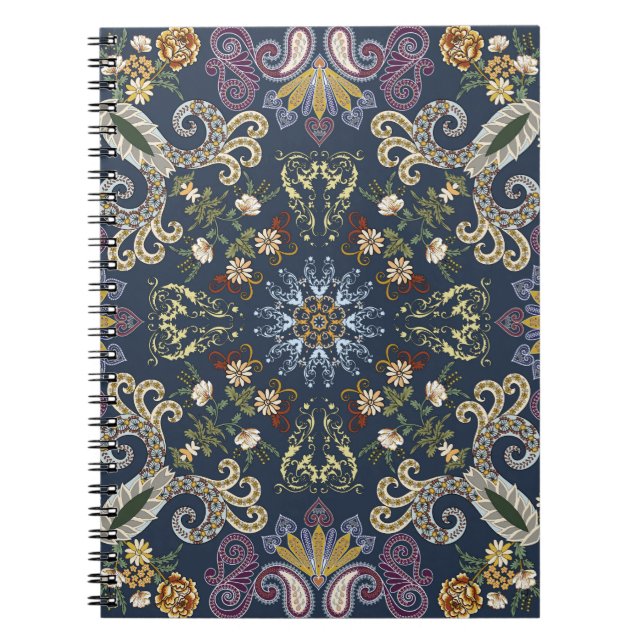 Bandanna with colourful paisley seamless pattern notebook (Front)