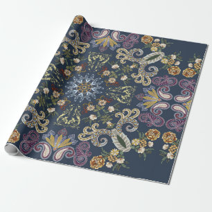 Bandanna with colourful paisley seamless pattern wrapping paper