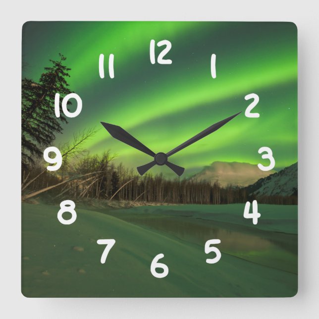 Banded Aurora Square Wall Clock (Front)