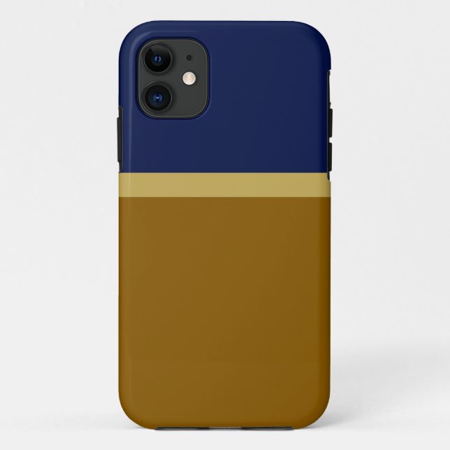 Banded Deep Navy Blue Golden Brown Colour Blocks Case-Mate iPhone Case (Back)