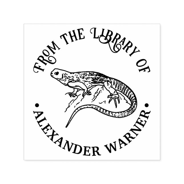 Banded Gecko Lizard Library Book Name Self-inking Stamp (Design)