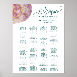 Banded Gemstone Mauve Alphabetical Seating Chart